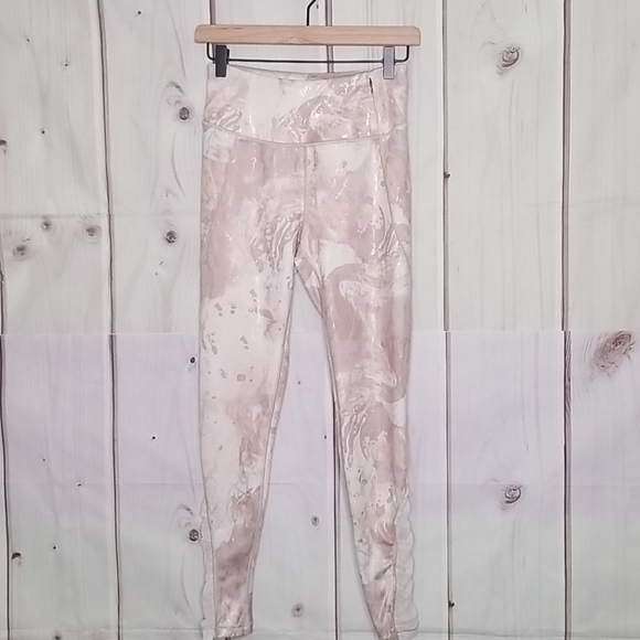 CALIA by Carrie Underwood Pants - CALIA Rose Gold Marble Leggings Sheer Panel Small